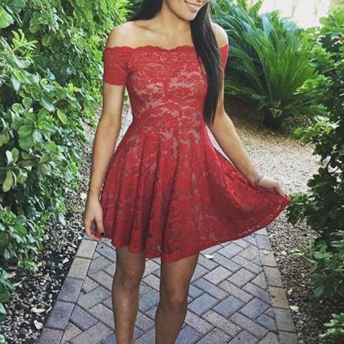 Stylish Aline Dresses, Offshoulder Red Dresses