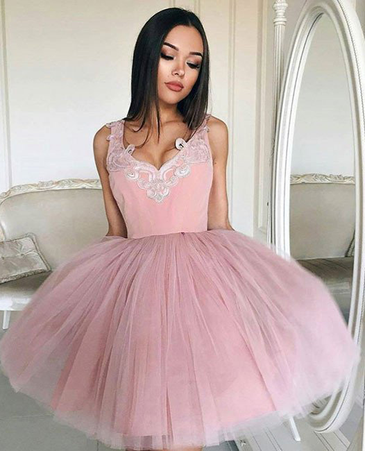 Pink Homecoming Dress, Cute A-line Short Pink Prom Dress, Short Prom ...