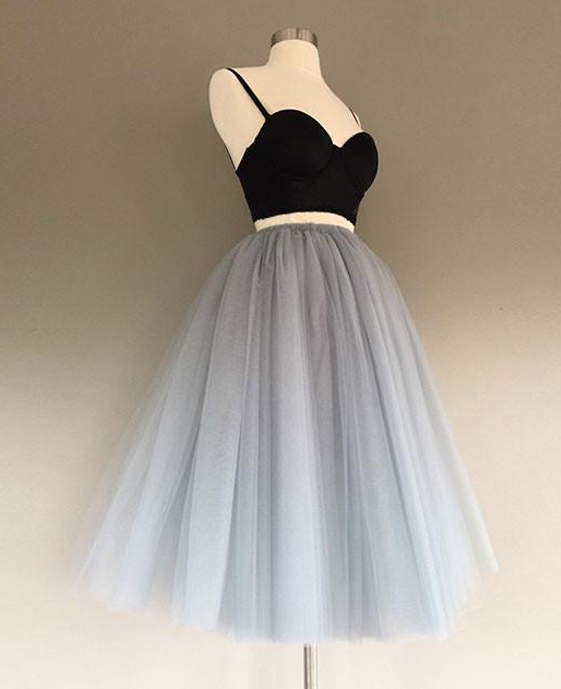 Two Pieces Dresses, Short Black And Silver